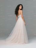 Chic Spaghetti Straps Tulle A Line Slit Wedding Dress