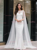 Trumpet Mermaid Shawl Satin Scoop Wedding Dress