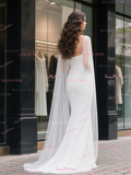 Trumpet Mermaid Shawl Satin Scoop Wedding Dress