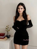 Off-Shoulder Black Bodycon Mini Dress
