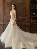Tulle Trumpet Mermaid Sweetheart Beading Wedding Dress
