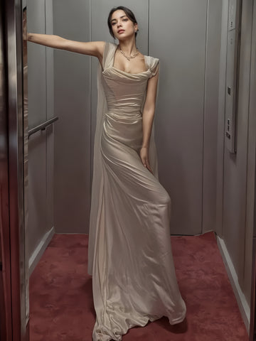 Trumpet Mermaid Ruched Straps Satin Wedding Dress