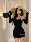 Off-Shoulder Black Bodycon Mini Dress