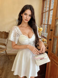 Lace Sweetheart Blue Mini Dress