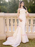 Trumpet Mermaid Satin Off The Shoulder Wedding Dress