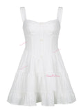Wide Strap Tiered Skirt White Sundress