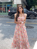 Ruffles Square-Neck Floral Maxi Dress
