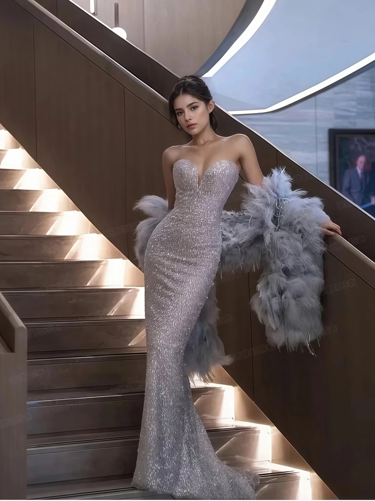 silver mermaid trumpet dress Sexy Trumpet/Mermaid Spaghetti Straps Long Prom Dress, Silver Mermaid jbydress