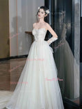 Sweetheart Tulle Appliques A Line Wedding Dress