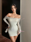 Long Sleeves Pink Lace Mini Dress