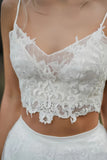 Appliques Spaghetti Straps Two Piece Lace Wedding Dress
