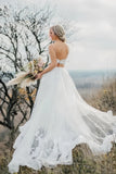 Appliques Spaghetti Straps Two Piece Lace Wedding Dress