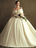 Off The Shoulder Ball Gown Satin Wedding Dress