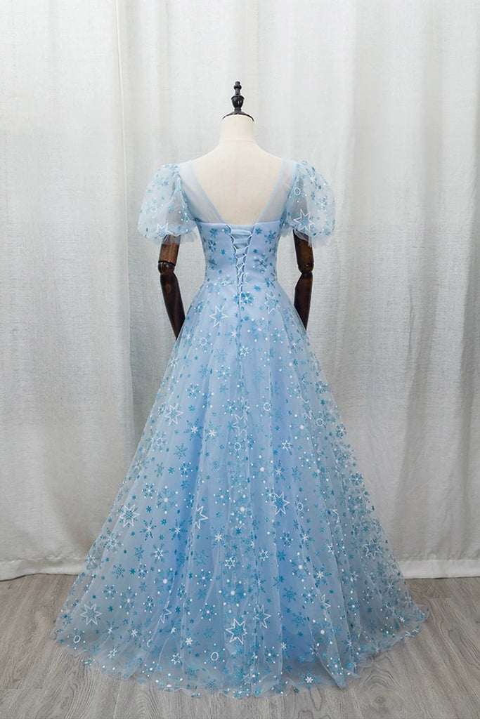Sky Blue Tulle Long Prom Dress, Beautiful A-Line Evening Party Dress US 8 / Sky Blue
