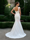Satin Sleeveless Straps Trumpet Mermaid Wedding Dress