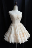 Champagne Soft Chiffon Knee Length Homecoming Dress