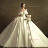 Off The Shoulder Ball Gown Satin Wedding Dress