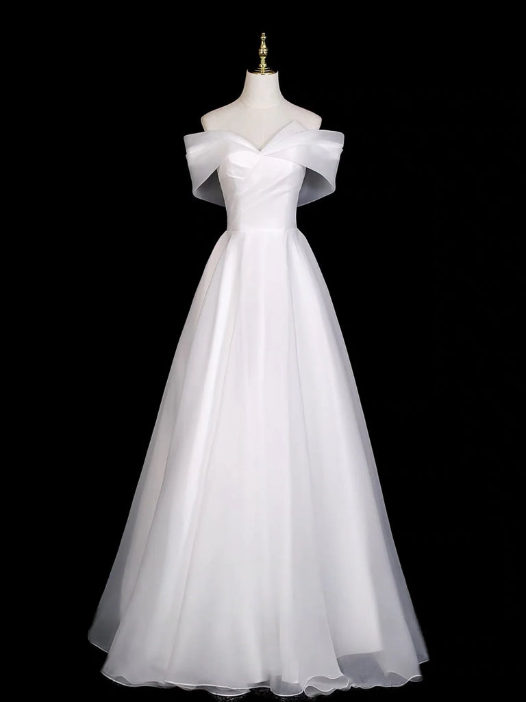 off shoulder white ruched dress Nox Anabel -JE1007 Fitted Off-Shoulder Slit Gown 12 / White