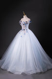 Off The Shoulder A Line White Flower Floral Prom Dress