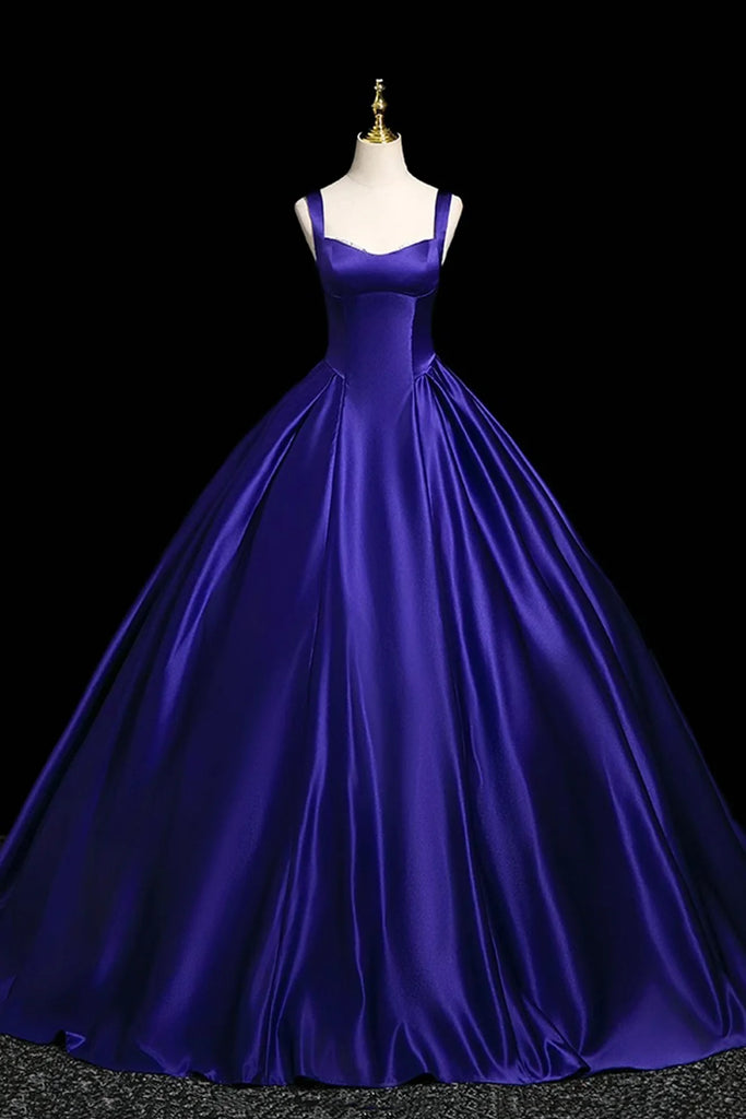 Purple Satin Long Prom Gown, A-Line Backless Evening Party Dress US 10 / Purple Purple Satin Long Prom Gown, A-Line Backless Evening Party Dress US 10 / Purple