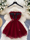 Vintage Rose Embellishments Burgundy Red Dress