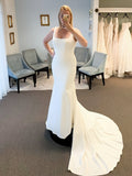 Spandex Straps Sweep Train Trumpet Mermaid Wedding Dress