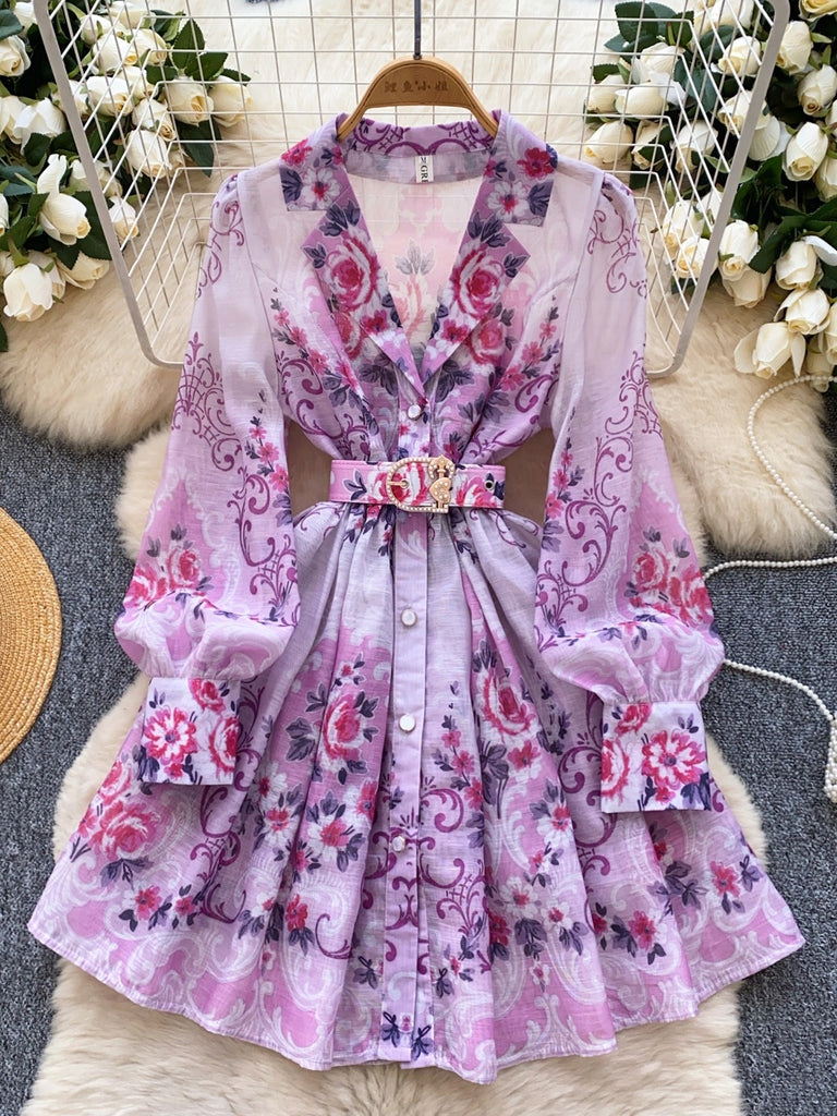 purple jacquard dress Purple Coast Belted Jacquard Shirt Dress