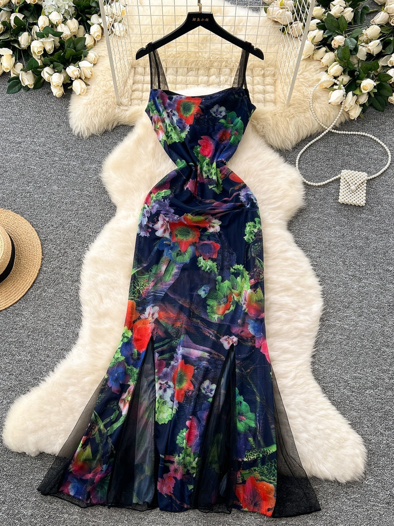 bold maxi dress ASOS DESIGN cowl plunge bias cut maxi dress in bold abstract floral print