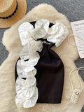 Ruffles Sparkling Pearl Black Dress