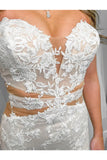 Sweetheart Neckline Lace Train Mermaid Wedding Dress