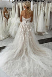 Lace A Line Tulle Mesh Sweetheart Wedding Dress With Slit