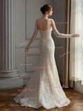 Strapless Trumpet Mermaid Lace Organza Wedding Dress