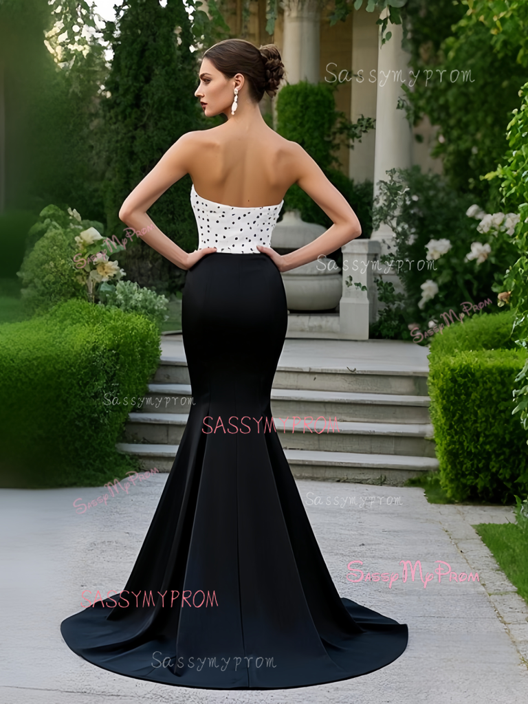 Trumpet Mermaid Tea Satin Sweetheart Prom Dress With Slit main image 1