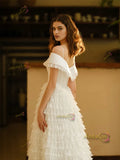 Layers Tulle Ruffles Off The Shoulder Wedding Dress
