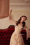 Pink Lace Vintage Tea Length Tulle Long Sleeves Wedding Dress