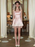 Short Mini Lace Pink Strapless Homecoming Dress