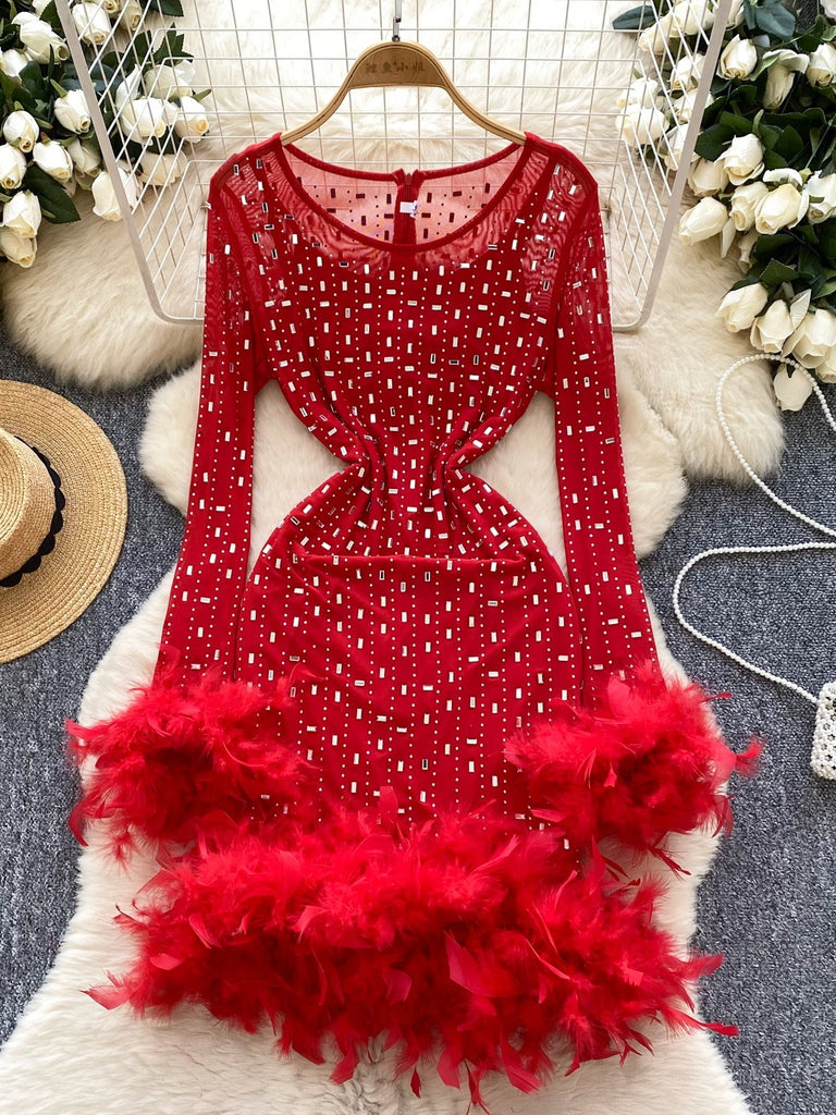 bright red mini dress Bright Red Pleated Sleeve Ruched Bodycon Mini Dress