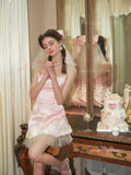 Short Mini Lace Pink Strapless Homecoming Dress