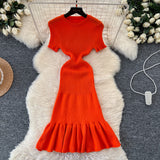 Red Cozy Causal Knit Bodycon Dress