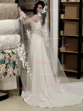 Trumpet Mermaid Lace Appliques Satin Ruched Wedding Dress