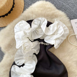 Ruffles Sparkling Pearl Black Dress