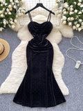 Glittering Burgundy Velvet Party Dress