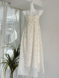 Adjustable Straps Dots Light Beige Long Skirt Dress
