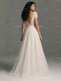 Trumpet Mermaid Satin V Neck Wedding Dress With Detachable Train