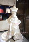 Satin Sweetheart White Flower A Line Wedding Dress