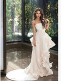 Satin Sweetheart White Flower A Line Wedding Dress