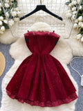 Vintage Rose Embellishments Burgundy Red Dress