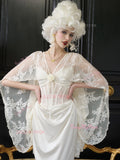 Sheath Column Sweetheart White Lace Flower Wedding Dress With Shawl