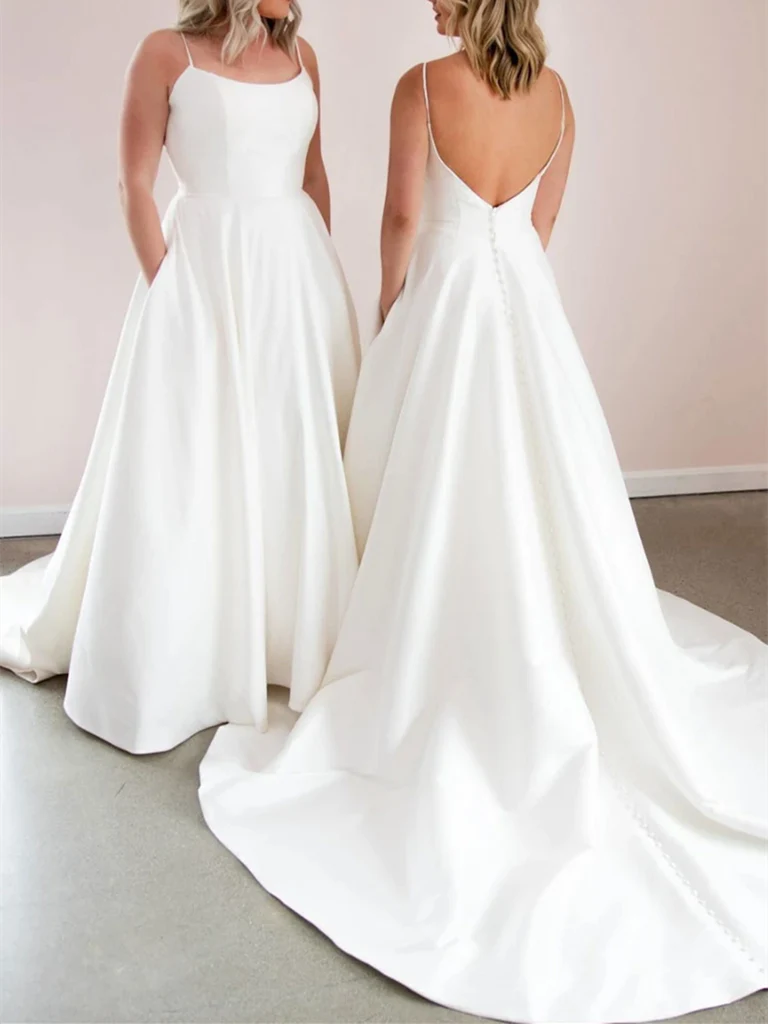 satin button back wedding dress wedding dress low back with buttons // satin or silk