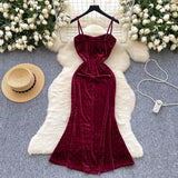Glittering Burgundy Velvet Party Dress